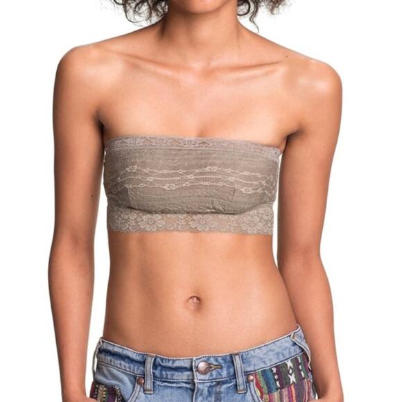 Free People Scalloped Lace Bandeau in Taupe NWT Brand New - Picture 1 of 3